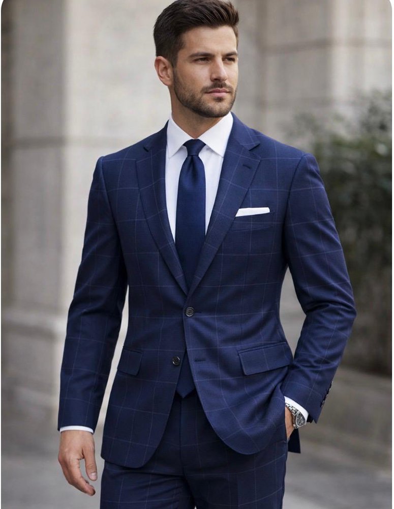 STATEMENT 2PC ITALIAN WOOL SUIT. SUPER 200'S MODERN FIT. FLAT FRONT PANTS