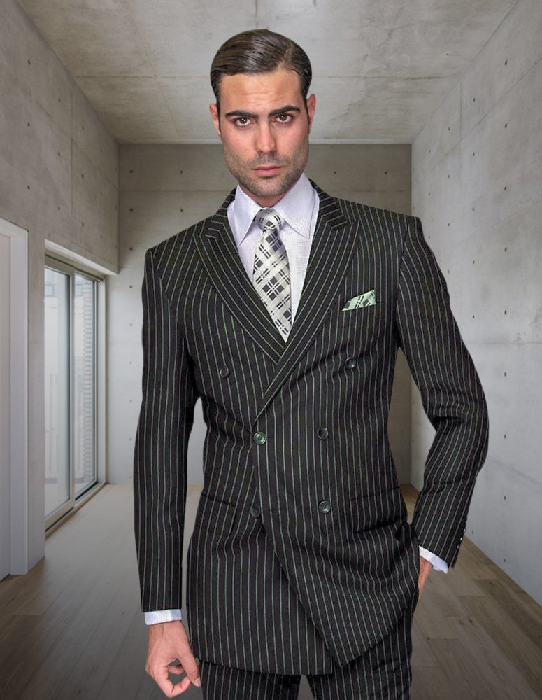 2PC HUNTER BOLD PINSTRIPE DOUBLE BREASTED SUIT 