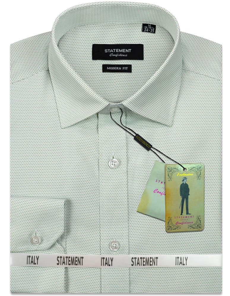 GREEN PIN DOT COTTON DRESS SHIRT 
