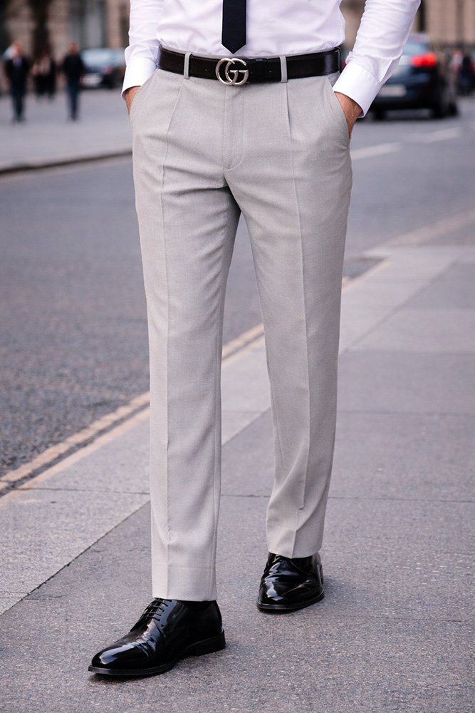 SAND PLEATED DRESS PANTS REGULAR FIT SUPER 150'S ITALIAN WOOL FABRIC  