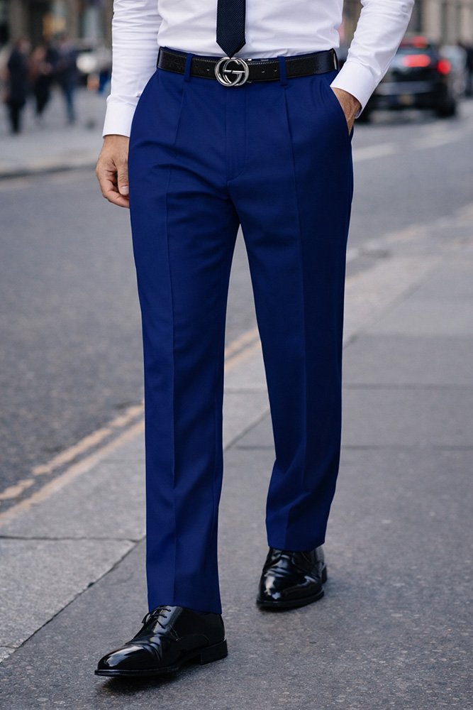 SAPPHIRE PLEATED DRESS PANTS REGULAR FIT SUPER 150'S ITALIAN WOOL FABRIC  