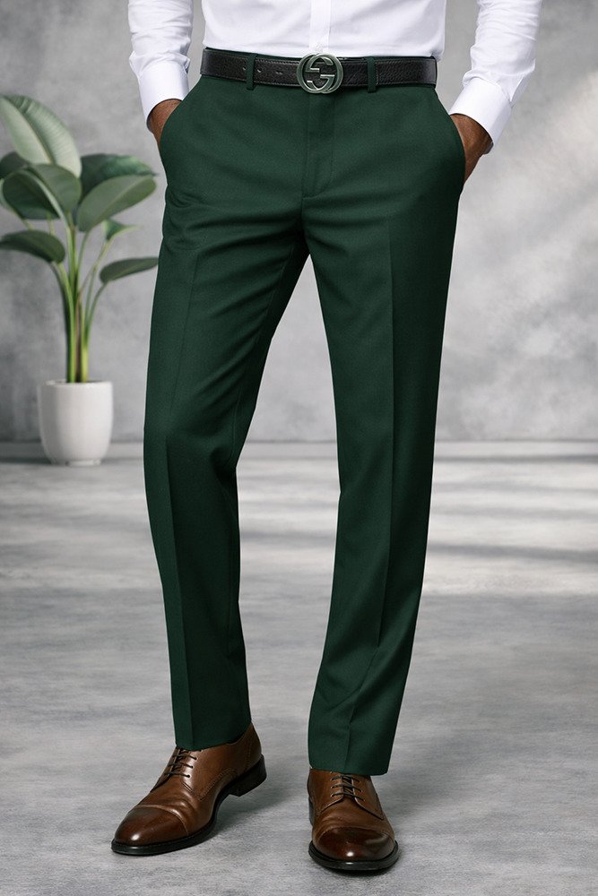 HUNTER ITALIAN FLAT FRONT MENS WOOL DRESS PANTS HAND TAILORED
