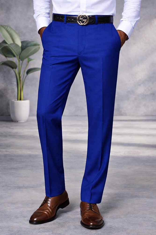 SAPPHIRE ITALIAN FLAT FRONT MENS WOOL DRESS PANTS HAND TAILORED 