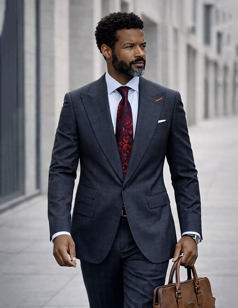 STATEMENT 2PC ITALIAN WOOL SUIT. SUPER 200'S MODERN FIT. FLAT FRONT PANTS