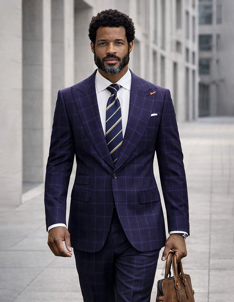 STATEMENT 2PC ITALIAN WOOL SUIT. SUPER 200'S MODERN FIT. FLAT FRONT PANTS 