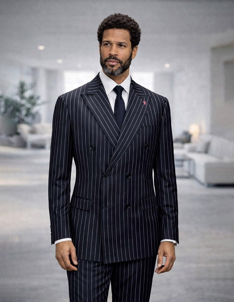 STATEMENT DOUBLE BREASTED BOLD PINSTRIPE SUIT