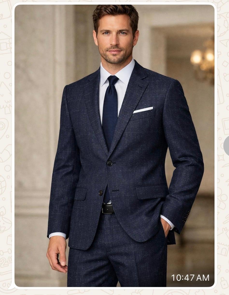 STATEMENT 2PC ITALIAN WOOL SUIT. SUPER 200'S MODERN FIT. FLAT FRONT PANTS