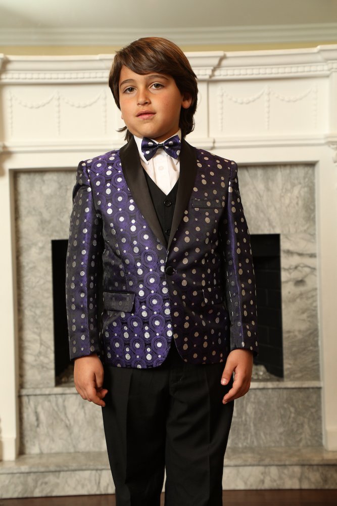 B13-BELLAGIO PURPLE 5PC SUIT SHIRT,BOWTIE & VEST FOR KIDS
