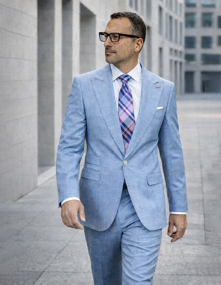 STATEMENT 2PC ITALIAN WOOL SUIT. SUPER 200'S MODERN FIT. FLAT FRONT PANTS 