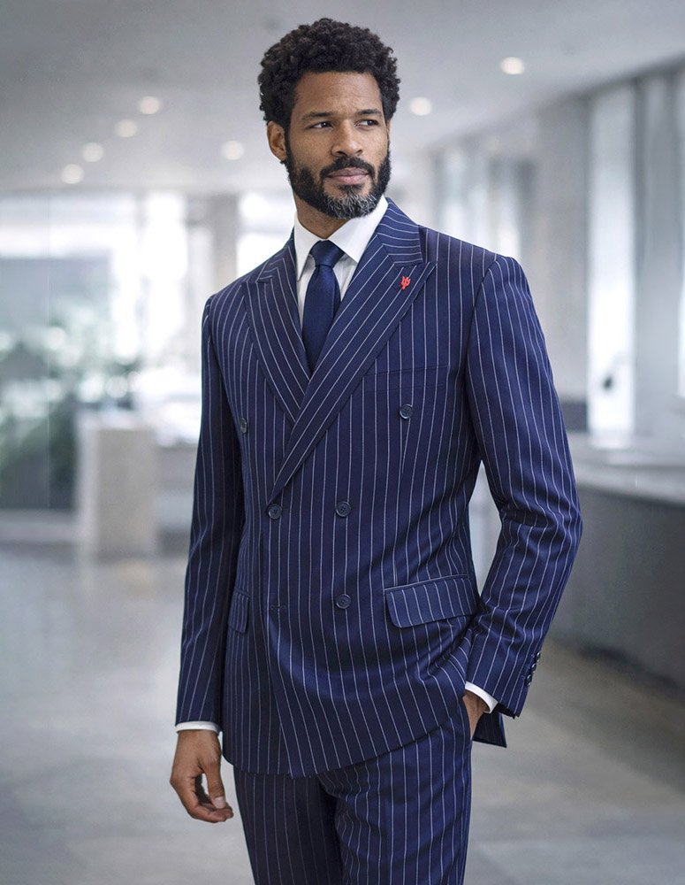 STATEMENT DOUBLE BREASTED BOLD PINSTRIPE SUIT 