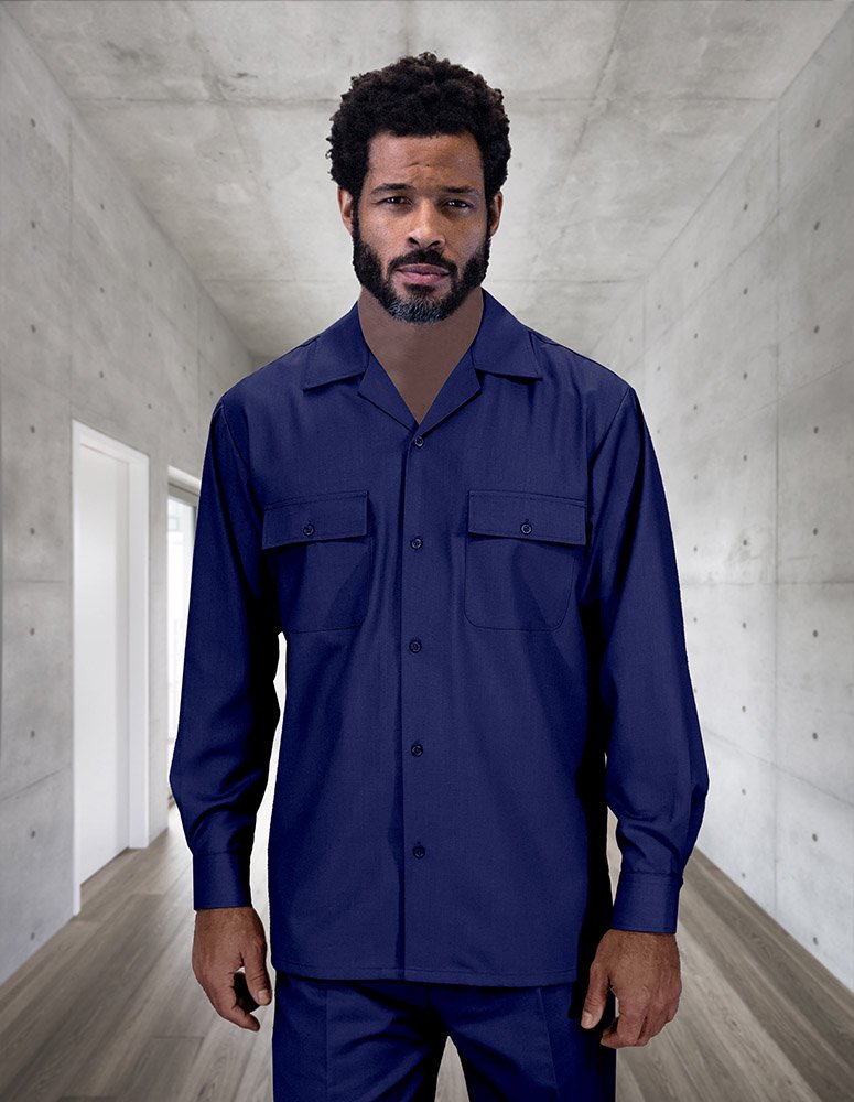 STATEMENT NAVY 2PC WALKING SET. REGULAR FIT PLEATED PANTS  