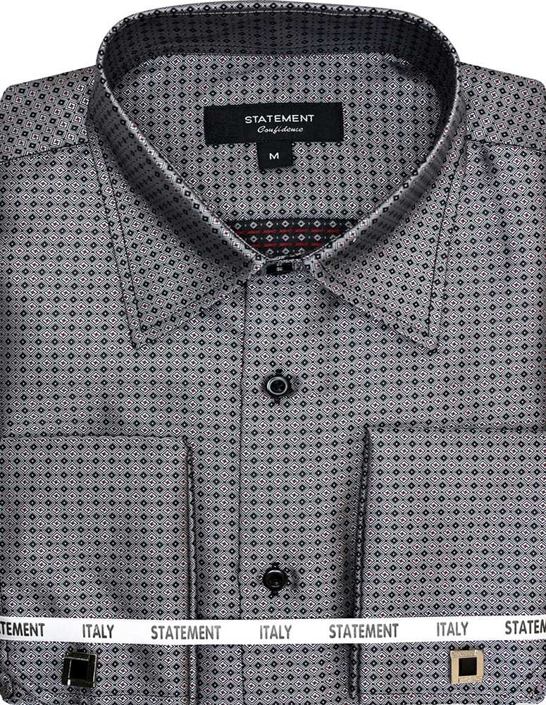 HIGH QUALITY LONG SLEEVES WOVEN DRESS SHIRT WITH MATCHING CUFF LINK 
